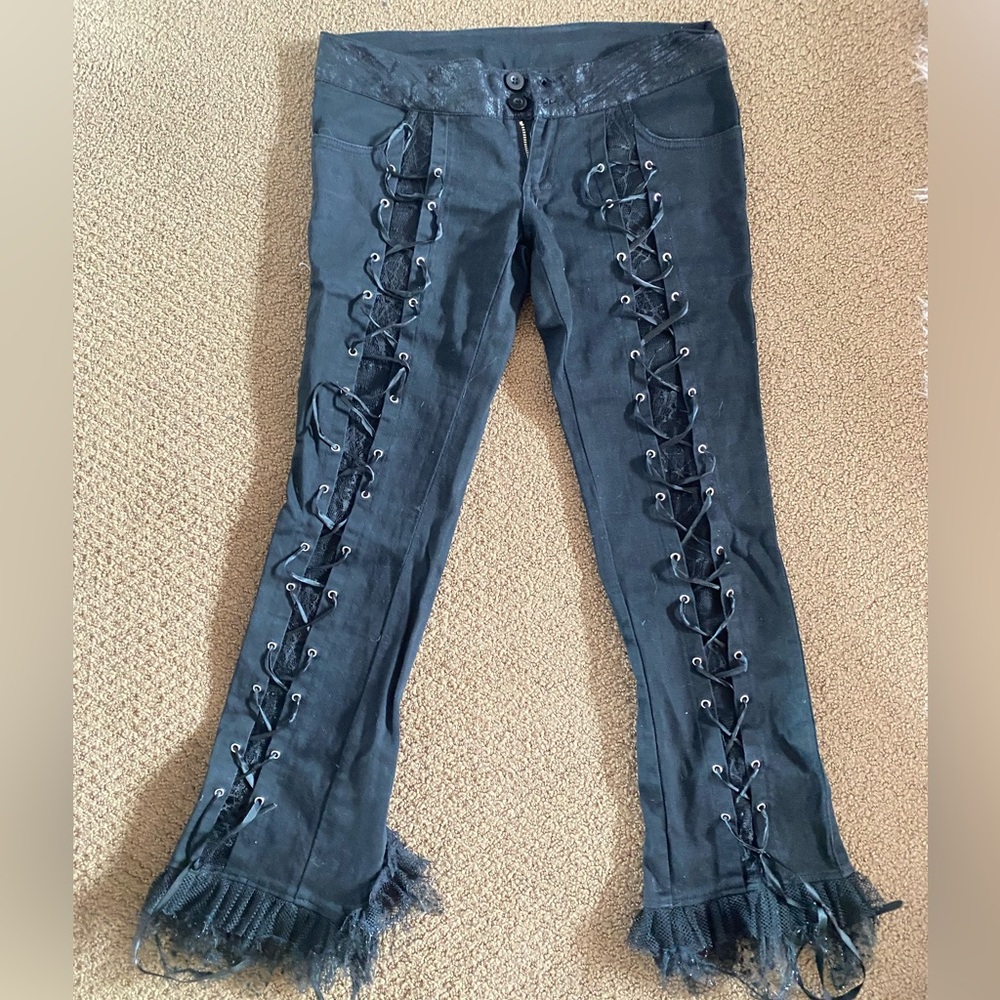 Insane low rise lace up flares